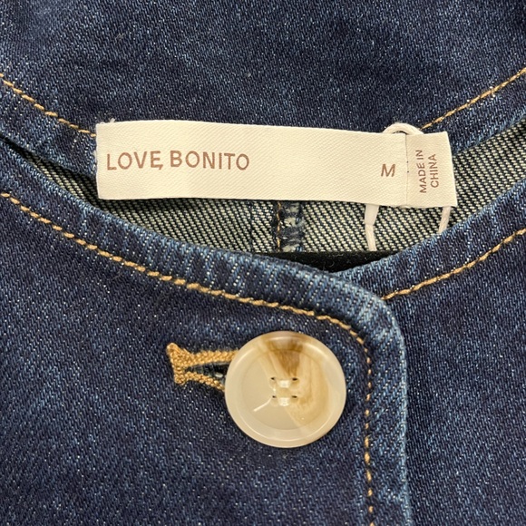 NWT Love, Bonito Relaxed Denim Round Neck Button Down Vest Top in Indigo - Picture 8 of 12